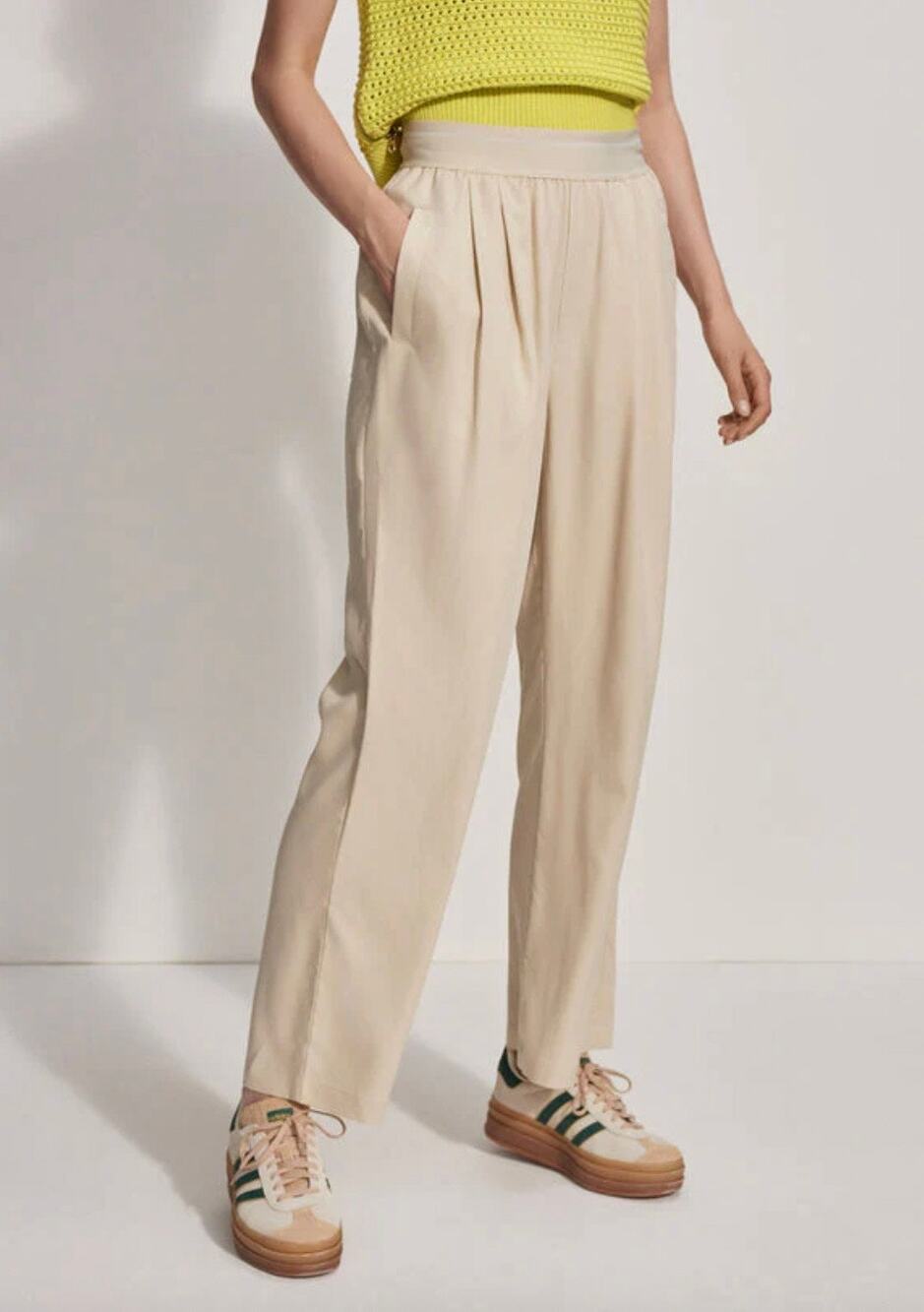 NWT Varley Riggs Loose Wide Leg Pants Oyster Grey Tan 29" Inseam Trousers Large